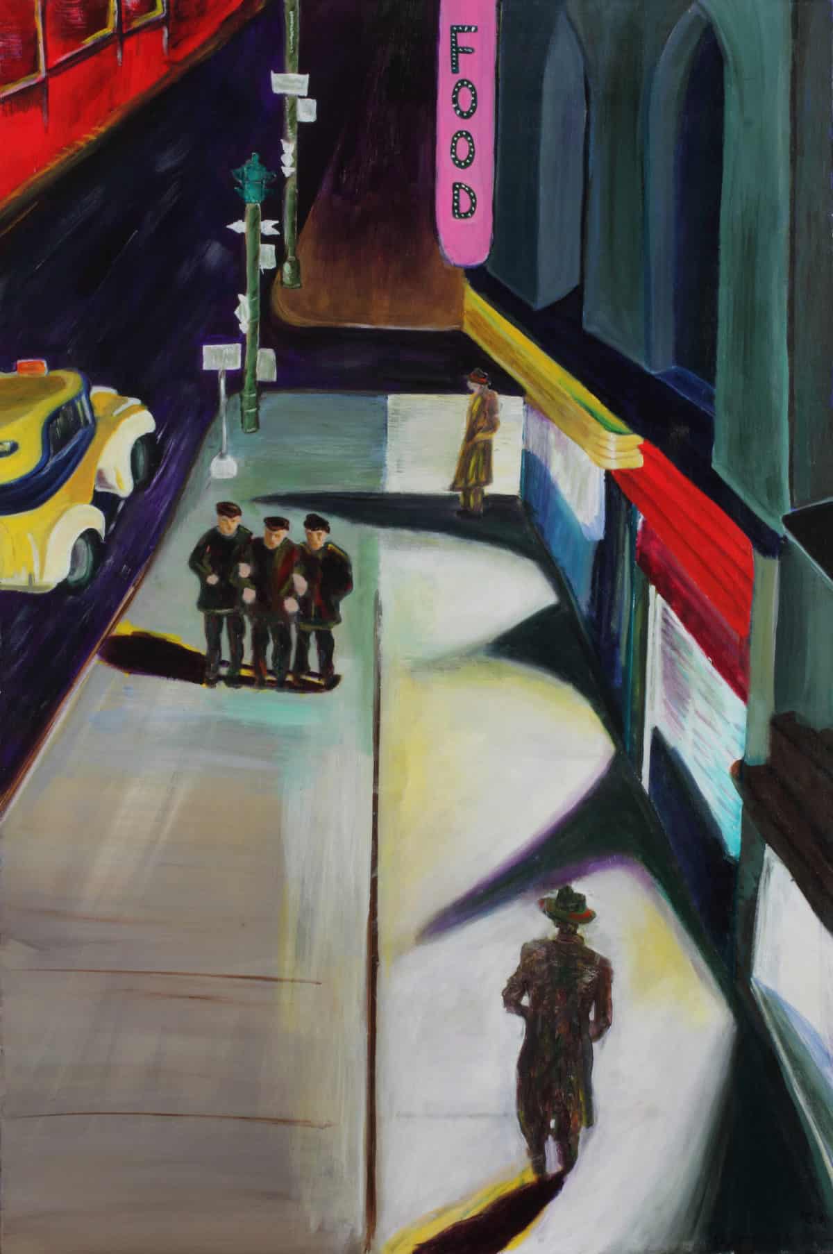 A Walk in the Night - Original Cityscape & Stairwell Artwork by Ronit Galazan at RonitGallery
