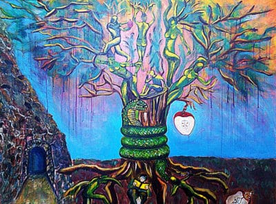 Adam and Eve - Original Judaica Artwork by Ronit Galazan at RonitGallery