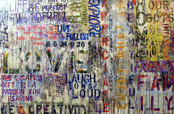 Love of Home - Original Word Art / Graffiti Artwork by Ronit Galazan at RonitGallery