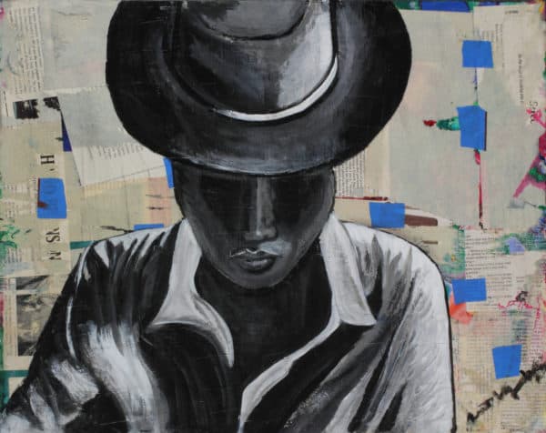Man with Hat - Original Portrait Artwork by Ronit Galazan at RonitGallery
