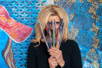Ronit Galazan in her studio with brushes