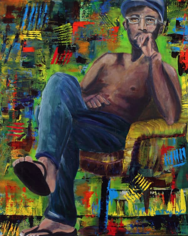 Seated Man II - Original Portrait Artwork by Ronit Galazan at RonitGallery
