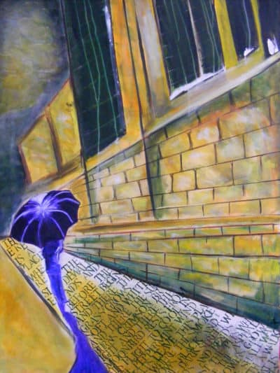 The Journey - Original Cityscape & Stairwell Artwork by Ronit Galazan at RonitGallery