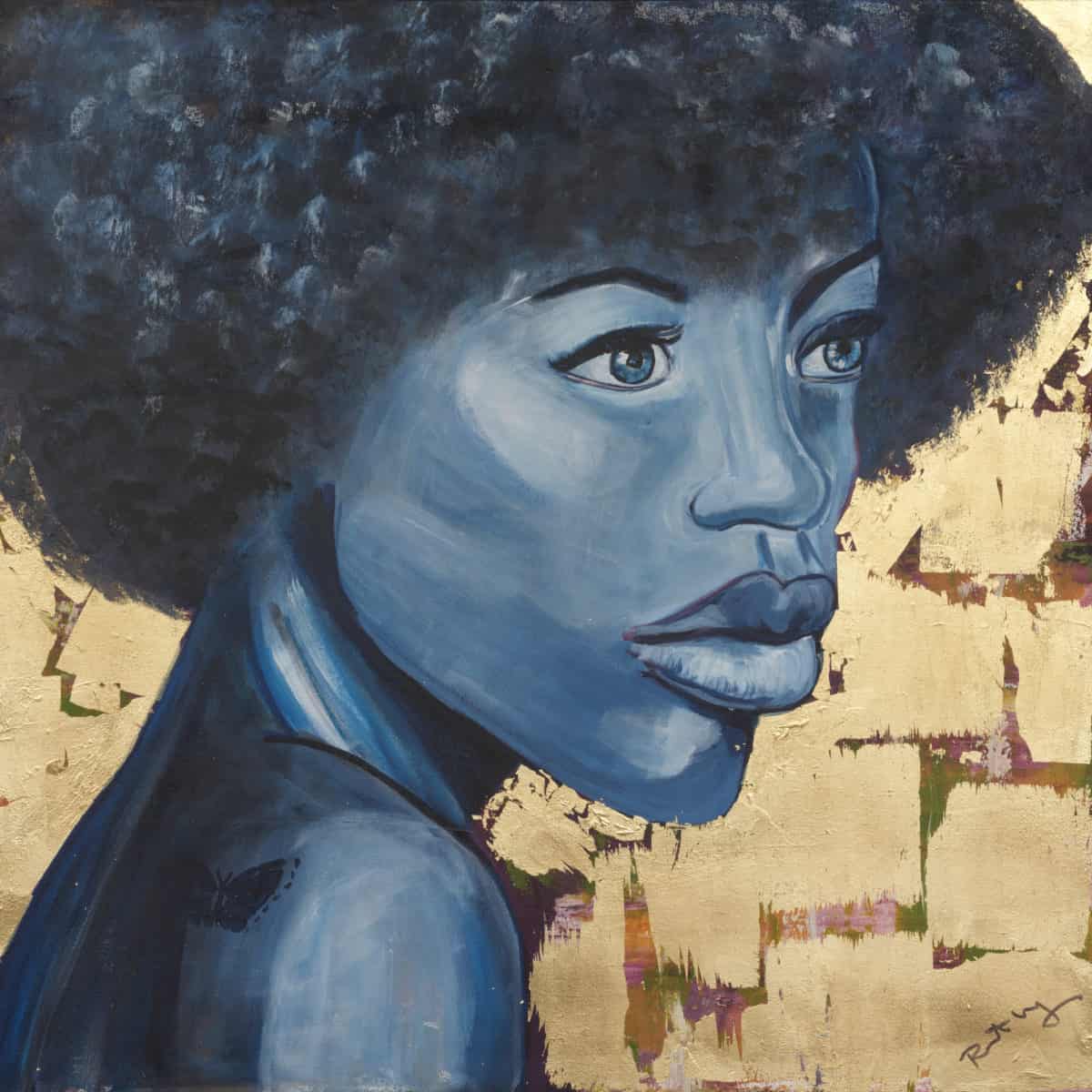 Queen in Blue - Original Portrait Artwork by Ronit Galazan